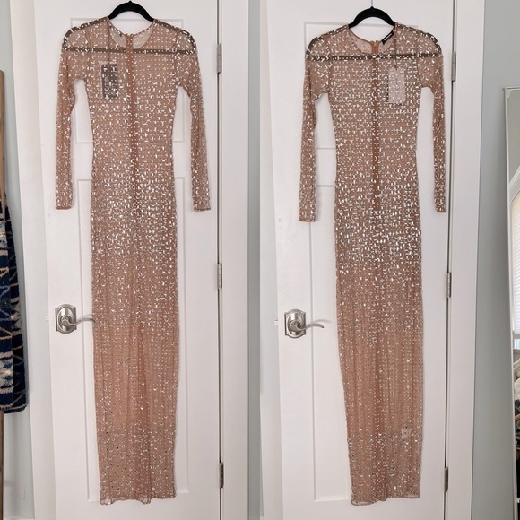 Retrofete Vinci Crystal Embellished Handmade Sheer Maxi Dress Gown NEW with tags - Picture 3 of 15